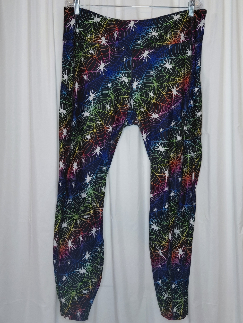 Princess Awesome Plus Size Women’s Black Rainbow Spiderweb Print Leggings